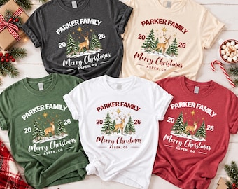 Comfort Colors® Personalized Family Christmas Shirt, Matching Holiday Tee, Christmas Sweatshirt