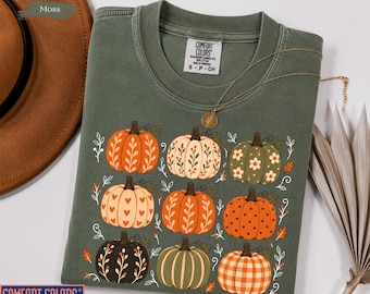 Comfort Colors® Shirt Cute Fall Pumpkin Pattern Tee,Boho Pumpkin,Thanksgiving T-Shirt