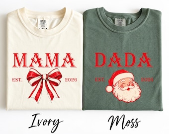 Comfort Colors®Christmas First Birthday T-Shirts,Matching Mom Dad Christmas Shirt, Pregnancy Announcement Gift