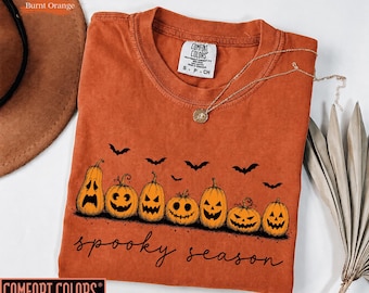 Comfort Colors® Spooky Season Pumpkins Halloween Shirt,Cute Pumpkin T-Shirt,Ghost Pumpkin