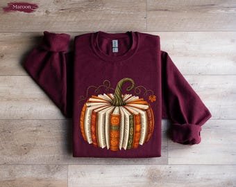 Fall Book Pumpkin Sweatshirt, Thanksgiving Book Reader Hoodie, Pumpkin Season Sweater