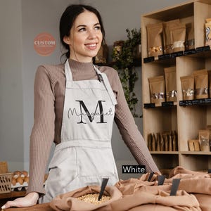 Custom Name Aprons, Personalized Apron, Christmas  Cooking Present For Mom, Garden Florist Wedding Gift, Kitchen Matching Family Cook Gift