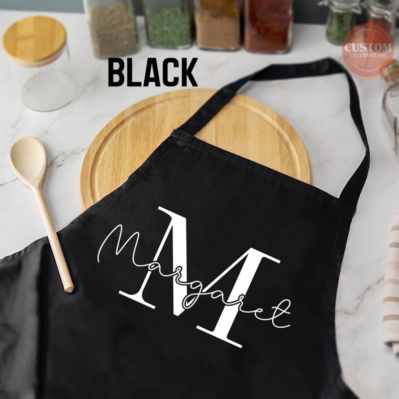 Custom Name Aprons, Personalized Apron, Christmas  Cooking Present For Mom, Garden Florist Wedding Gift, Kitchen Matching Family Cook Gift