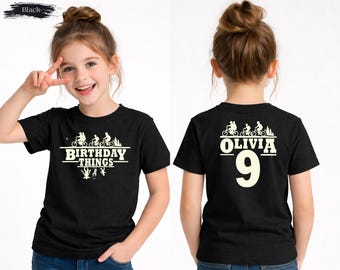 Birthday Things Name Shirt, Custom Name Age TShirt, Funny 80s Horror Party Gift