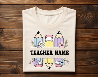 Custom Name Teacher Shirt, Personalized Teacher T-Shirt, Custom Teacher Shirt, Kindergarten Teacher Tee, Teacher Gift, Back to School