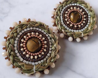 Beaded Sweetgrass Earrings