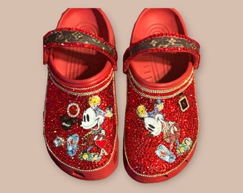 Red Mickey Bling Bedazzled Crocs