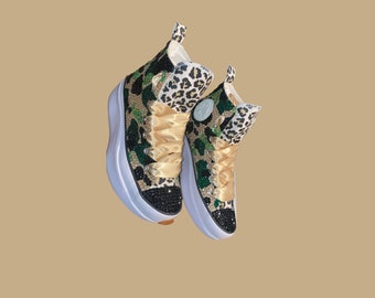 Army Fatigue bling out bedazzled converse shoes