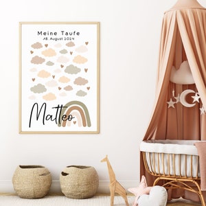 Personalisiertes Poster zur Taufe mit Namen der Gäste zum Ausdrucken / Geschenk zur Taufe / Poster als Gästebuch im Boho Style