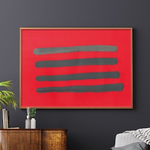 Halloween Wall Art Digital Download • Red Tribal Green Stripes painting Caroline Hilde blood