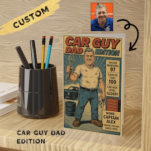 Custom Car Guy Dad Karte - Personalisierte Cartoon Auto Liebhaber Begrüßung - Lustiges Vatertags- oder Geburtstagsgeschenk - Dad Hero Serie Erinnerungskarte