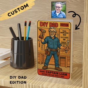 Carte de vœux personnalisée pour papa, dessin animé et dessin animé, carte de voeux amusante pour la fête des pères, cadeau d'anniversaire pour papa, carte de la série Dad Hero