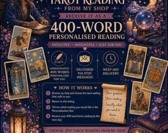 Choose Any Tarot Reading | 400 Word Personalised Psychic Tarot Reading | Love Career Spiritual Guidance | Next Day Delivery