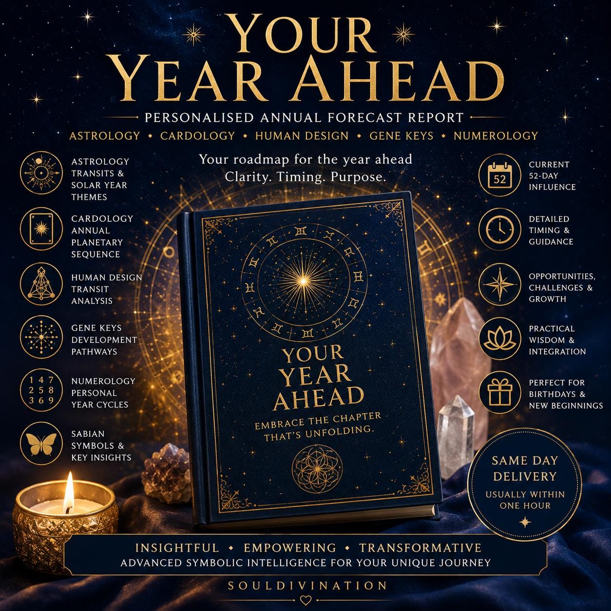 Personal Year Ahead Reading | Astrology Forecast, Cardology, Human Design, Gene Keys & Numerology PDF