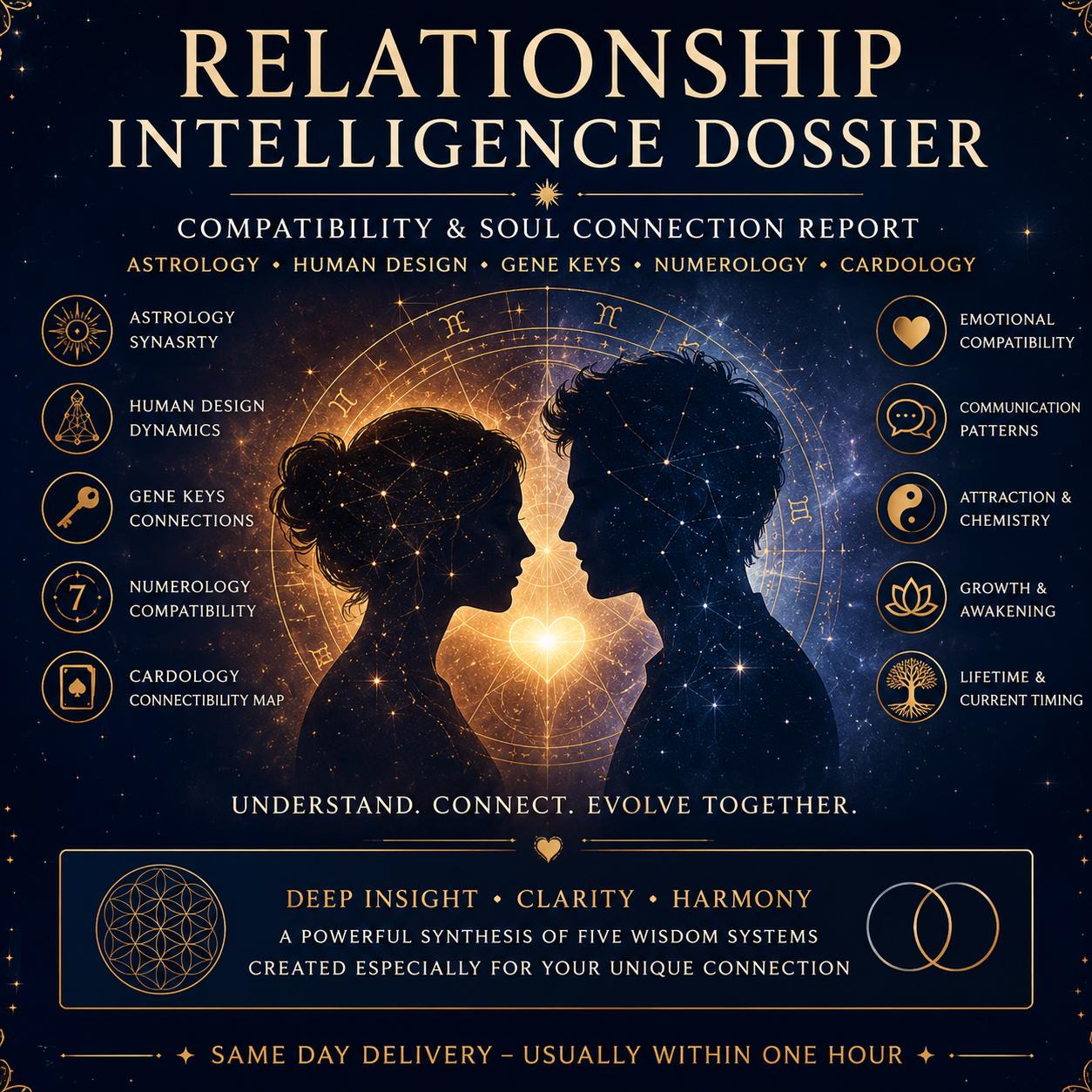 Relationship Compatibility Report: Astrology Synastry, Human Design, Cardology & Numerology