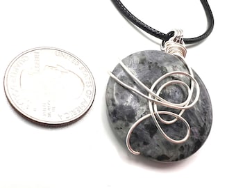 Labradorite Pendant Necklace Wire Wrap One of a Kind