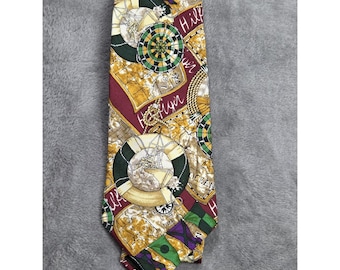 Vintage Tommy Hilfiger Silk Tie USA Nautical Ships Boating Voyage Captain Theme