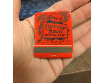 Vintage Carriage House Restaurant Matchbook Winston Salem NC Advertising Full