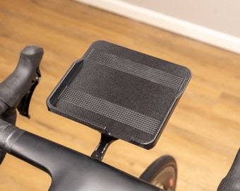 Indoor Cycling Trainer Tray, Bike Tray. Use with Phone, Remotes, or snacks. Phone Cable Notch. Fits garmin or wahoo mount. Smart trainer.