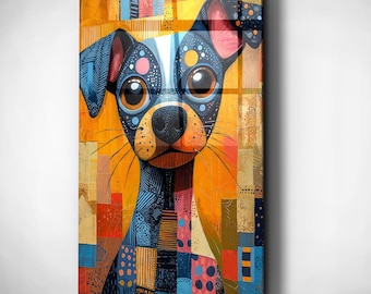 Dog Glass Art Vibrant Abstract - Geometric Pup Portrait