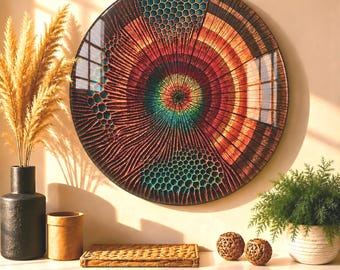 Colorful Tree Rings Glass Wall Art, Round Wall Decor, Circle Wall Art, Abstract Tree Art, Living Room Art, Office Art,  Plexi Glass Wall Art