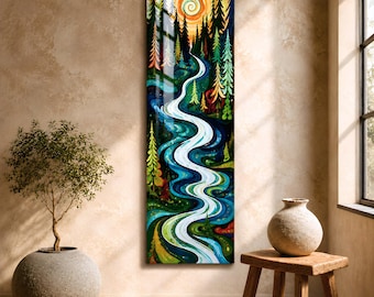 Long Narrow Glass Wall Art, Tall and Thin wall art, Tree wall art, Nature Wall Art, Modern Acrylic Wall Art, Mountain wall art, Plexi Art