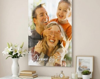 Personalised Mothers Day Glass Wall Art, Mothers Day Gift, Mother and Daughter Portrait, Christmas gift Mum, Birthday Gift For Mum, Nanny