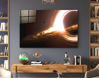 Black Hole Glass Wall Art, Space Photo Print, Astronomy Gifts, Space Telescope Images, Modern Space Art, Nasa Art, Interstellar Science Art