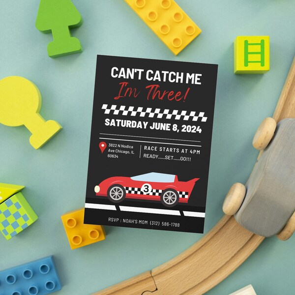 3rd Birthday Car Theme Invitations - Etsy