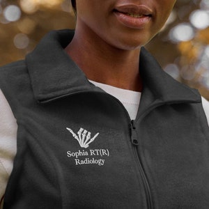 Custom Embroidered Radiology Fleece Vest Rad Tech Jacket for Radiology Crew Custom Name Xray Tech Fleece Zip Up Custom Name Graduation Gift