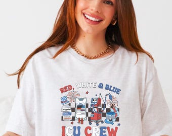 ICU Nurse 4th of July Shirt Red White Blue ICU Crew American Independence Day Icu RN Shirt Fourth July Intensive Care Unit Micu Sicu Cvicu