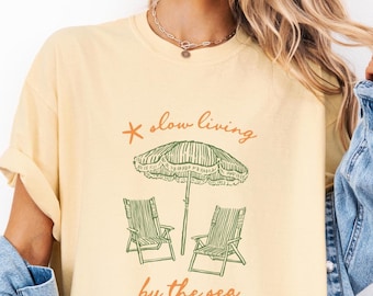 Comfort Colors® Summer Graphic Shirt Beach Vacation Shirt Minimalist Coastal Grandma Gifts for Summer Vacation Shirt Fisherman Aesthetic