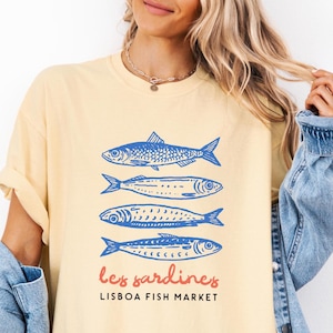 Comfort Colors® Sardine Shirt Sardines Tinned Fish Shirt Coastal Aesthetic Sardine Lover Gift Travel Lover Gift Retro Graphic Tee Fish Shirt