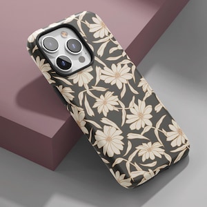 Floral Tough Case Boho Aesthetic Phone Case iPhone 15 Case Bohemian Flower Phone Case MagSafe iPhone 16 Case Cute Phone Accessories Gift