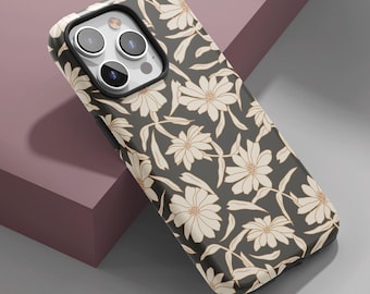 Floral Tough Case Boho Aesthetic Phone Case iPhone 15 Case Bohemian Flower Phone Case MagSafe iPhone 16 Case Cute Phone Accessories Gift