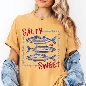 Comfort Colors® Sardine Shirt Sardines Tinned Fish Shirt Coastal Aesthetic Sardine Lover Gift Travel Lover Gift Retro Graphic Tee Fish Shirt