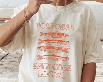 Portugal Sardines Shirt Comfort Colors® Portugal Travel Tee Portuguese Food Lover Gift Lisbon Vacation Shirt Coastal Summer T-ShirtFoodie