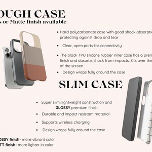 May include: Two phone cases, one with a tough case and one with a slim case. The tough case is a hard polycarbonate case with a black TPU silicone rubber inner case. The slim case is a super slim, lightweight construction with a glossy premium finish. Both cases have a design that wraps fully around the case. *GLOSSY finish- more vibrant color *MATT finish- more lighter in color