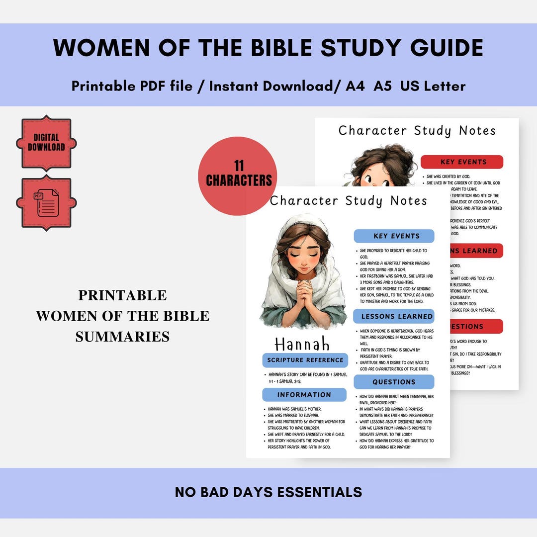 Women of the Bible Character Study Guide Printable Character Sheet ...