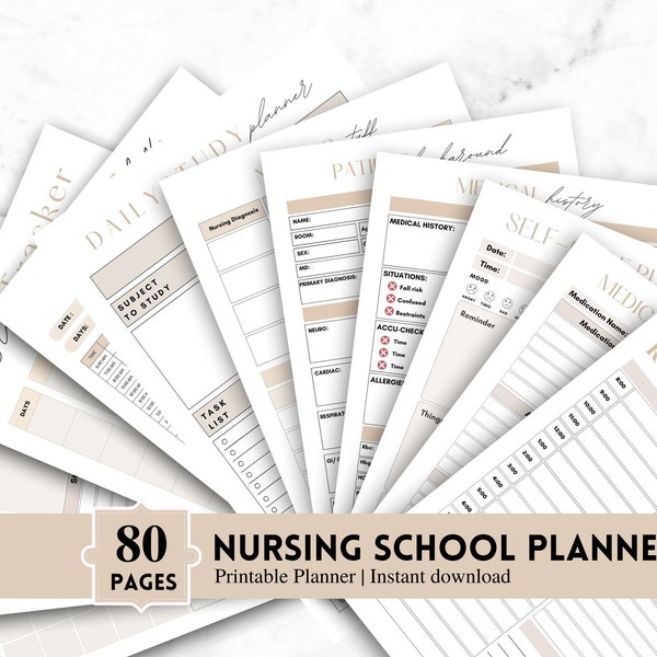 Nursing School Planner for Nurse Digital Planner Nursing Planner for Nursing Students Nursing Notes Printable Planner Nursing Study Sheets