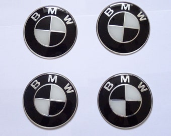 4 x BMW Wheel Centre caps stickers 56mm Only Sticker Black White