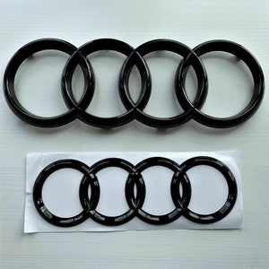AUDI Gloss Black Badges Emblem Rings FRONT & REAR A1 A3 A4 A5 273mm 192mm