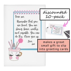 Brief an mich Magnete 10er Pack Rechteckig 5,5 cm x 3 cm | Positive Affirmationen | Ermutigen und Motivieren | Preiswertes Geschenk | Niedlich Pink und Blau
