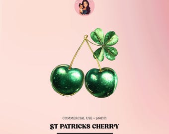 Coquette St Patrick's Day Cherry Shamrock PNG (Digital Download)