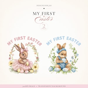 Mein erster Osterhase (PNG): Blumenkranz, Sublimationsdruck (Digitaler Download)