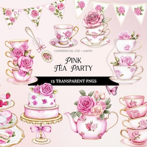 Clipart di Tea Party Acquerello Tazza da tè Vintage Clipart Tazza da tè PNG Clipart di Tazze da tè Pila Clipart Elegante Tè Pomeridiano Clipart Tè per due L'ora del tè PNG