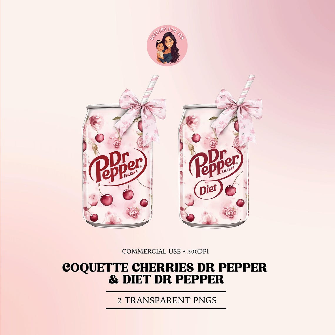 Coquette Dr Pepper PNG Bundle: Cherry & Rose Design (digital Download ...