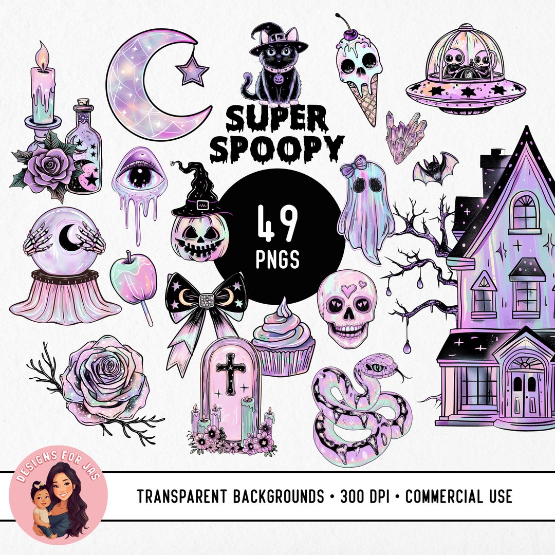 Purple Halloween Clipart PNG Cute Spooky Clipart Cute Ghosts Jack O ...