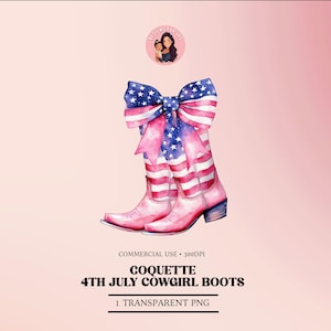 Coquette Cowgirl Boots PNG: 4th July American Flag Design (Digital Download)
