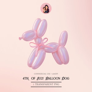 Coquette Balloon Dog PNG Pink Balloon Dog Iridescent Dog PNG Preppy Aesthetic Balloon Animal Coquette Bow PNG Girly Png Preppy Designs